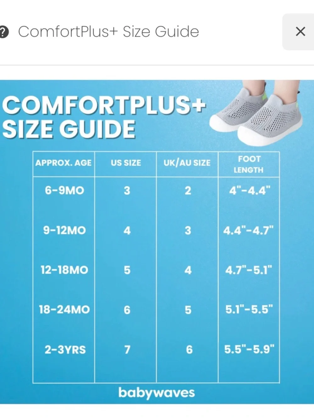 BABY WAVES EASY SLIP ON COMFORT WALKERS 12 - 18 MOS